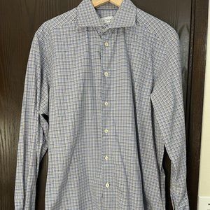 Eton Spread Collar Checkered Shirt - Size 16.5